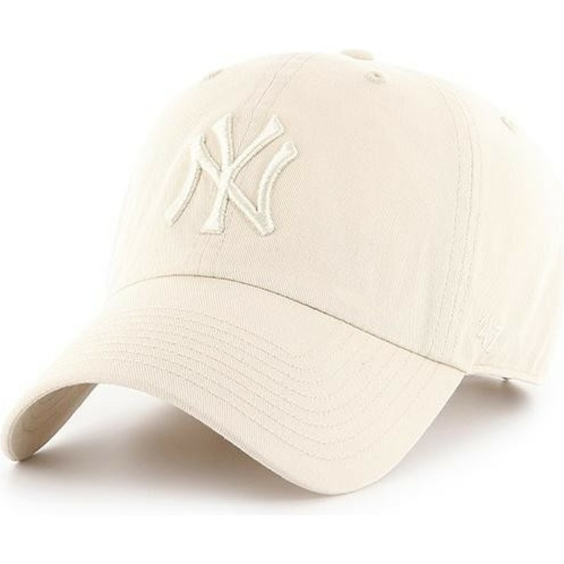 casquette-courbee-creme-avec-logo-creme-new-york-yankees-mlb-clean-up-47-brand