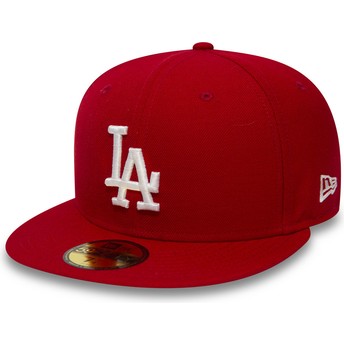 New Era Flat Brim 59FIFTY Essential Los Angeles Dodgers MLB Fitted Cap rot