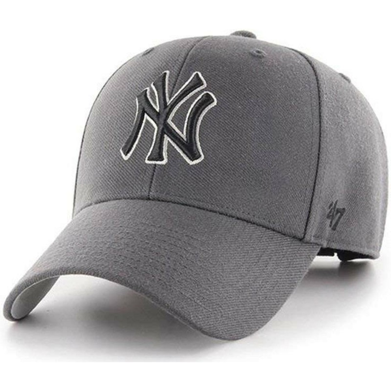 casquette-courbee-grise-ajustable-avec-logo-noir-new-york-yankees-mlb-mvp-47-brand