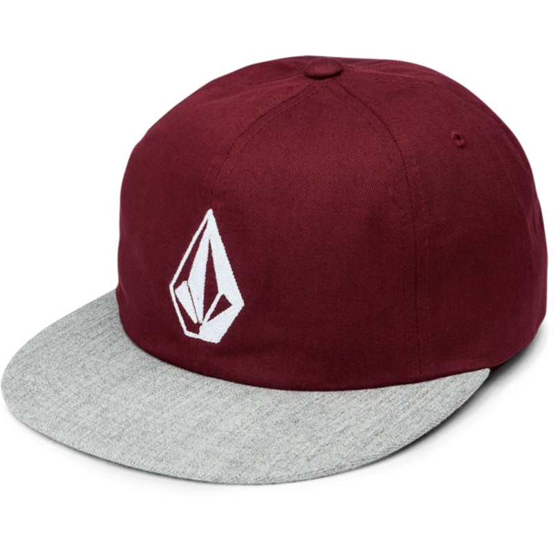 casquette-plate-rouge-ajustable-avec-visiere-grise-stone-battery-wild-ginger-volcom