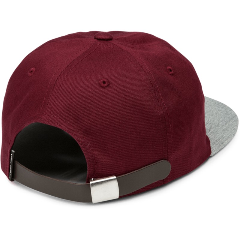 casquette-plate-rouge-ajustable-avec-visiere-grise-stone-battery-wild-ginger-volcom
