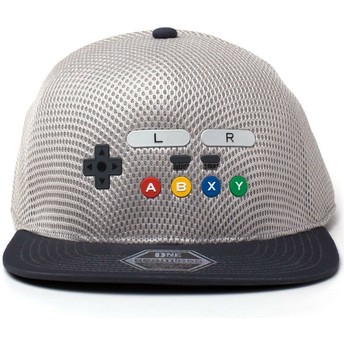Casquette plate grise et noire snapback SNES Inspired Seamless Nintendo Difuzed