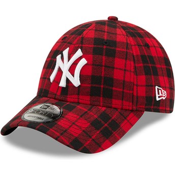 Casquette courbée rouge ajustable 9FORTY Check New York Yankees MLB New Era