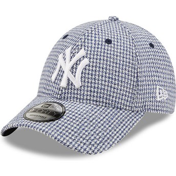 Casquette courbée bleue ajustable 9FORTY Houndstooth New York Yankees MLB New Era