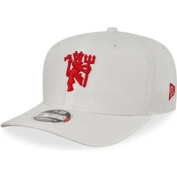 New Era Curved Brim Red Logo 9FIFTY Manchester United Football Club Premier League White Adjustable Cap
