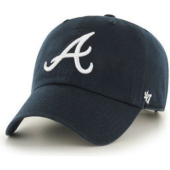 47 Brand Curved Brim Vorderes Logo MLB Atlanta Braves Cap marineblau