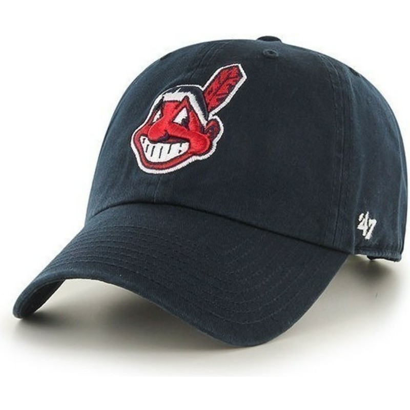 casquette-courbee-bleue-marine-de-cleveland-indians-mlb-clean-up-47-brand