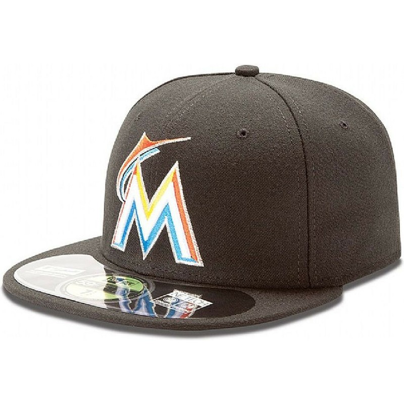 casquette-plate-noire-ajustee-59fifty-authentic-on-field-miami-marlins-mlb-new-era